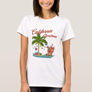 California Christmas Palm Tree and Reindeer T-Shirt