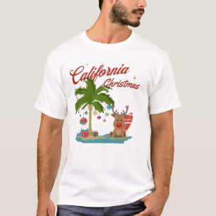 California Christmas Palm Tree and Reindeer T-Shirt
