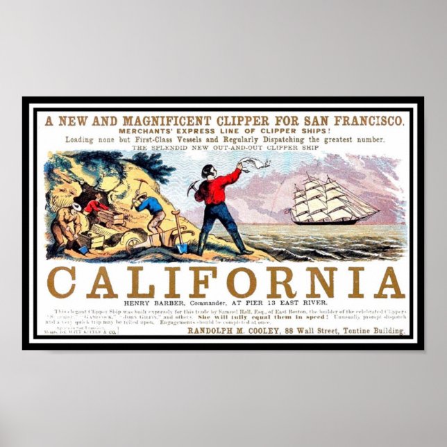 California Clipper gold rush Vintag Print Poster (Vorne)