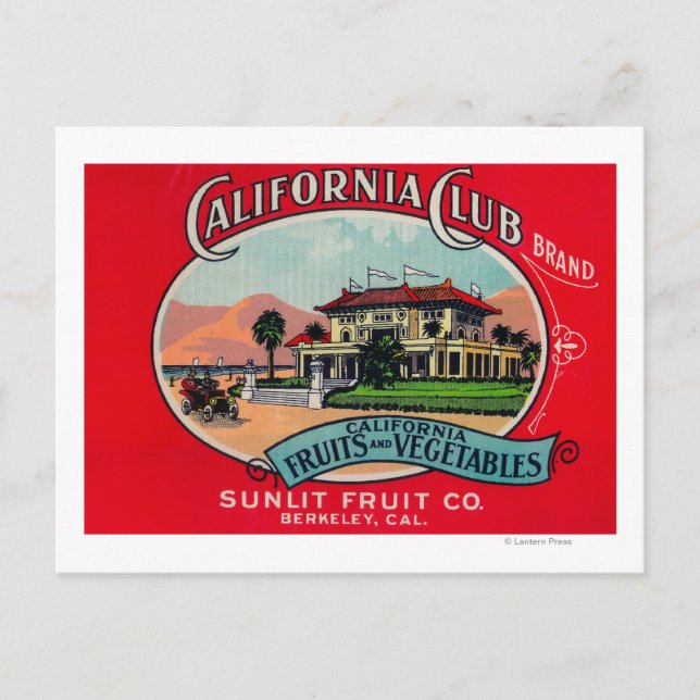 California Club Can LabelBerkley, CA Postkarte (Vorderseite)