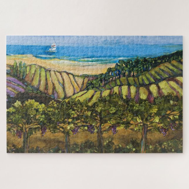 California Coastal Landschaft und Segelboot Puzzle (Horizontal)