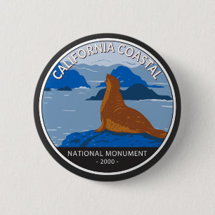 California Coastal National Monument Circle Retro Button