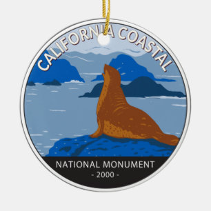 California Coastal National Monument Circle Retro Keramik Ornament