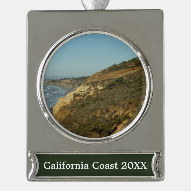 California Coastline Landschaftliche Reiselandscha Banner-Ornament Silber (Vorderseite)