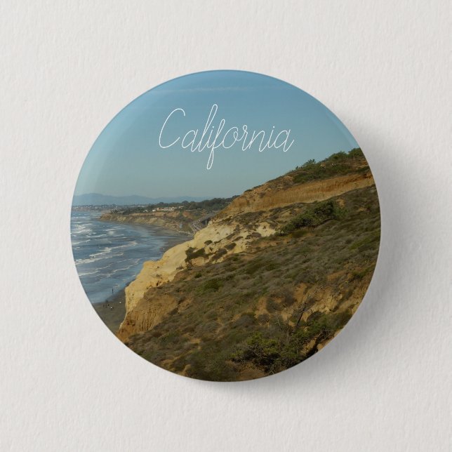 California Coastline Landschaftliche Reiselandscha Button (Vorderseite)