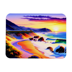 California Coastline Sonnenuntergang Farbe Magnet