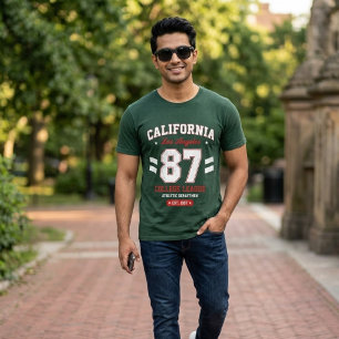 California College League Athletic Grün Weiß 87 T-Shirt