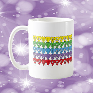 California Colorful Hearful Pattern Kaffeetasse