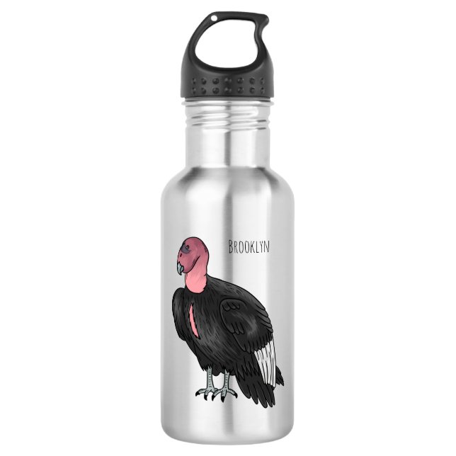 California condor bird Cartoon Edelstahlflasche (Vorderseite)