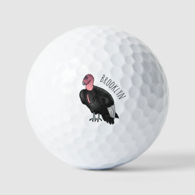 California condor bird Cartoon Golfball (Vorderseite)