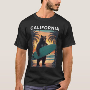 California Cool Republic Bear Surfing Beach T-Shirt