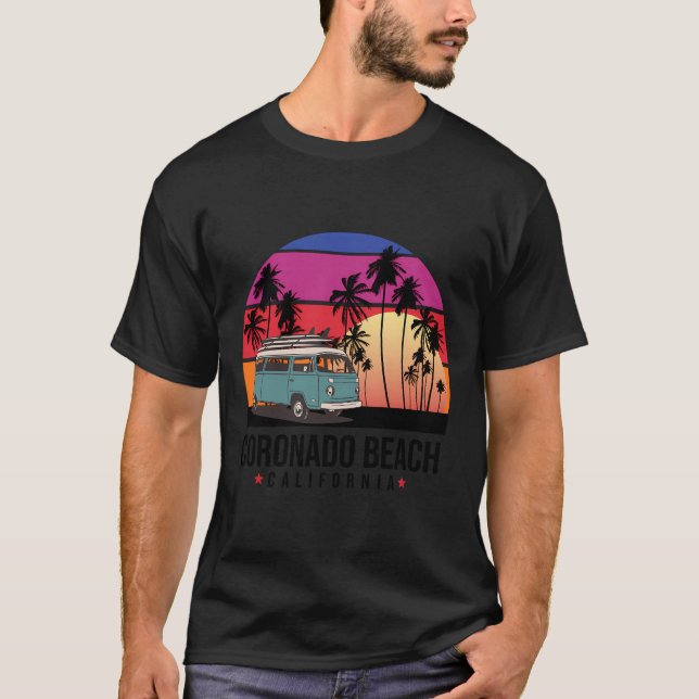 California Coronado Beach Retro Surfer T-Shirt (Vorderseite)
