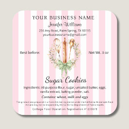 California Cottage Law Food Bakery Label Utensils Quadratischer Aufkleber