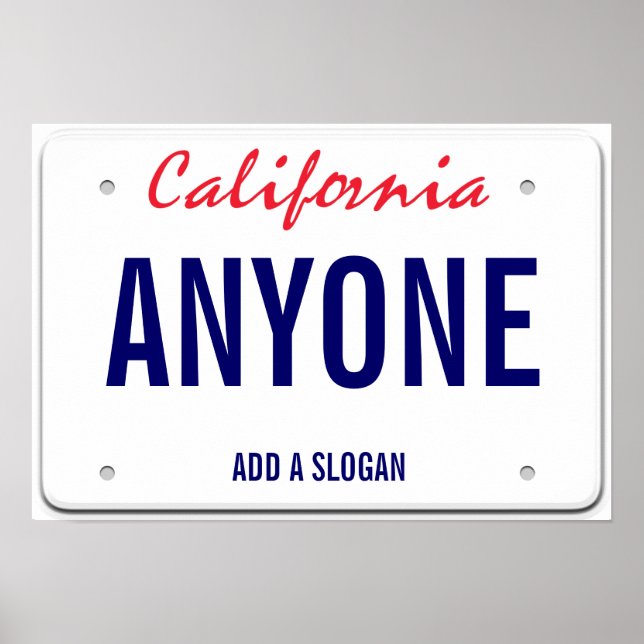 California Custom License Plate Poster (Vorne)