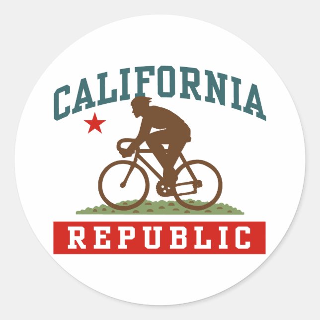 California Cycling Male Runder Aufkleber (Vorderseite)