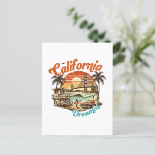 California Dreamin" - Küstenbrücke, Strand Postkarte