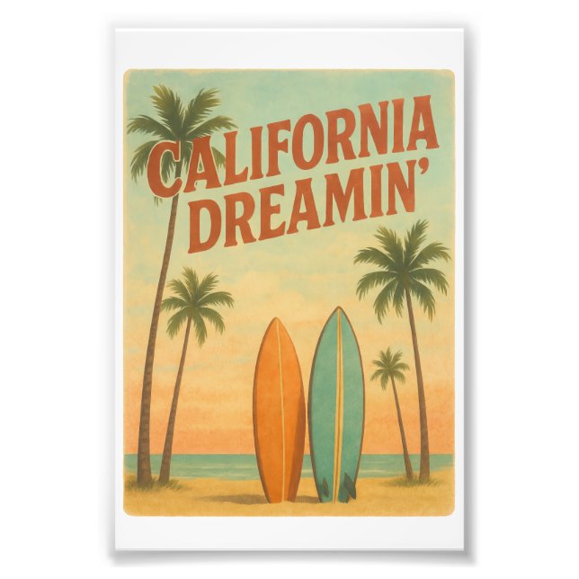California Dreamin’ Retro 1970s Travel Design Fotodruck (Vorne)