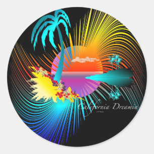 California Dreamin Runder Aufkleber