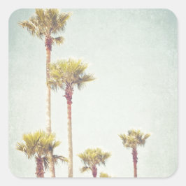 California Dreaming Retro Palm Tree Fotografy Quadratischer Aufkleber