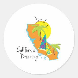 California Dreaming Runder Aufkleber