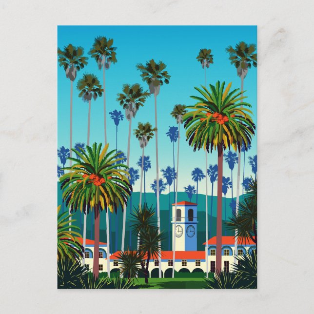 California Dreaming: Stadtpark mit Palmen Postkarte (Vorderseite)