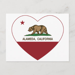 California Fahne Alameda Herz Postkarte