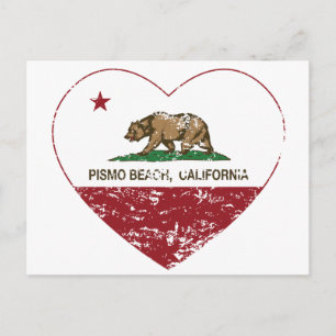 California Fahne pismo Strand Herz Not Postkarte
