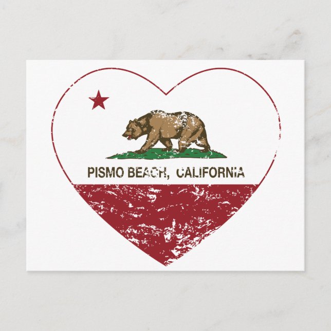 California Fahne pismo Strand Herz Not Postkarte (Vorderseite)