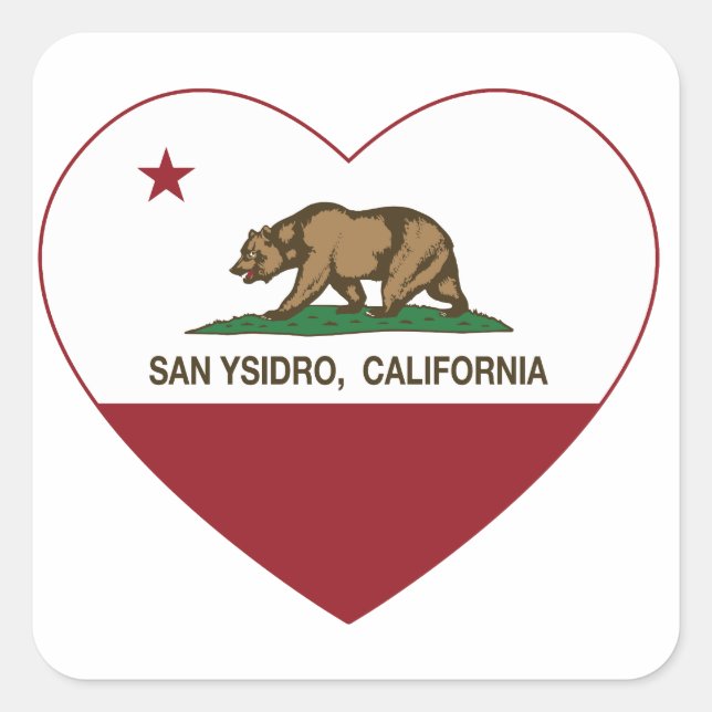 California Fahne san ysidro Herz Quadratischer Aufkleber (Vorderseite)