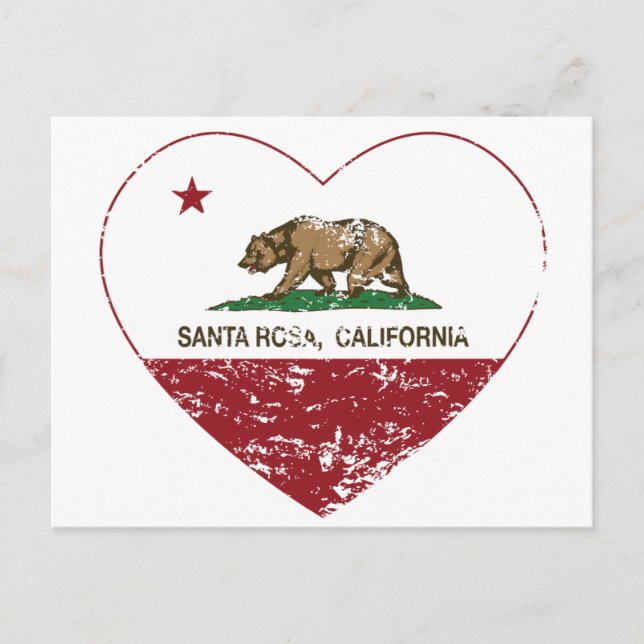 California Fahne santa rosa Herz bekümmert Postkarte (Vorderseite)