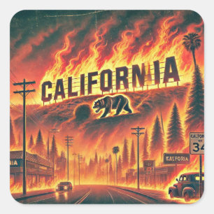 CALIFORNIA FIRE Schlüsselanhänger Quadratischer Aufkleber