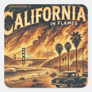 CALIFORNIA FIRE Schlüsselanhänger Quadratischer Aufkleber