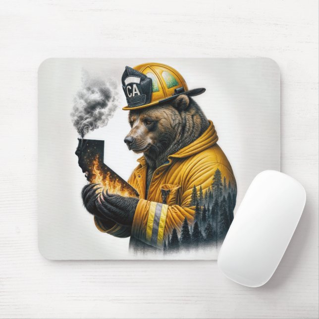California Firefighter Bär Mousepad (Mit Mouse)