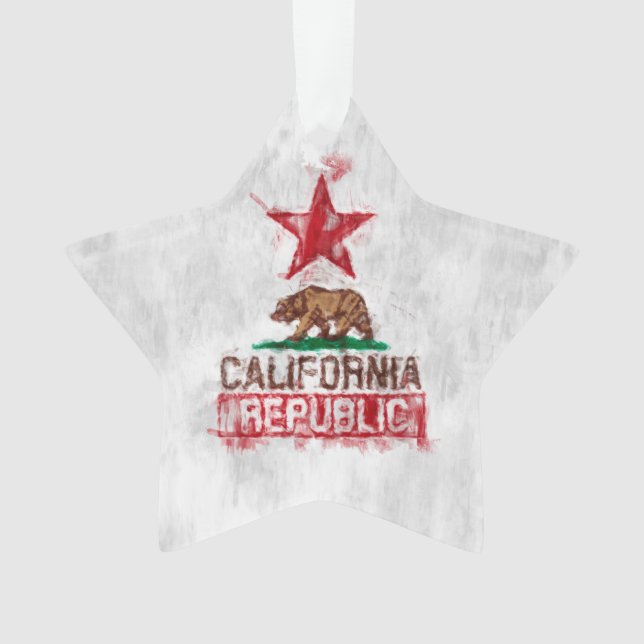 California Flag Bär im Painterly Style Ornament (Vorderseite)