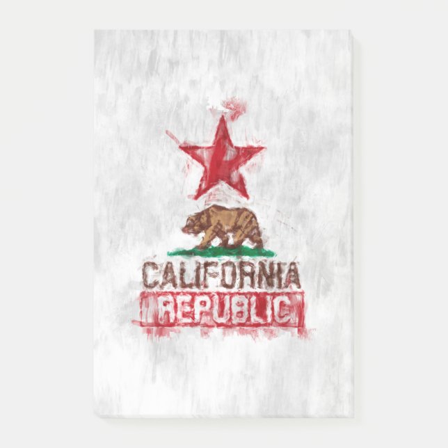 California Flag Bär im Painterly Style Post-it Klebezettel (Vorderseite)