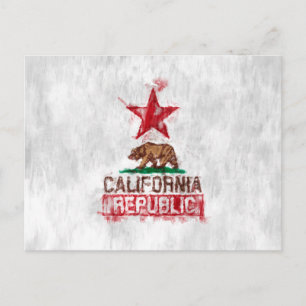 California Flag Bär im Painterly Style Postkarte