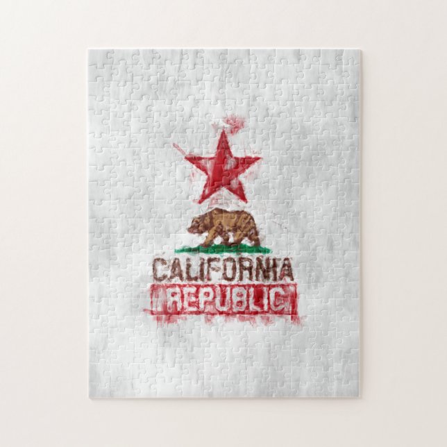 California Flag Bär im Painterly Style Puzzle (Vertikal)
