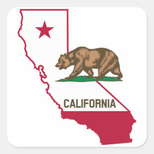 California Flag Bär Quadratischer Aufkleber
