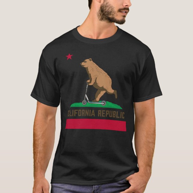 California Flag Bear Scooter Stunt Retro Scooter G T-Shirt (Vorderseite)