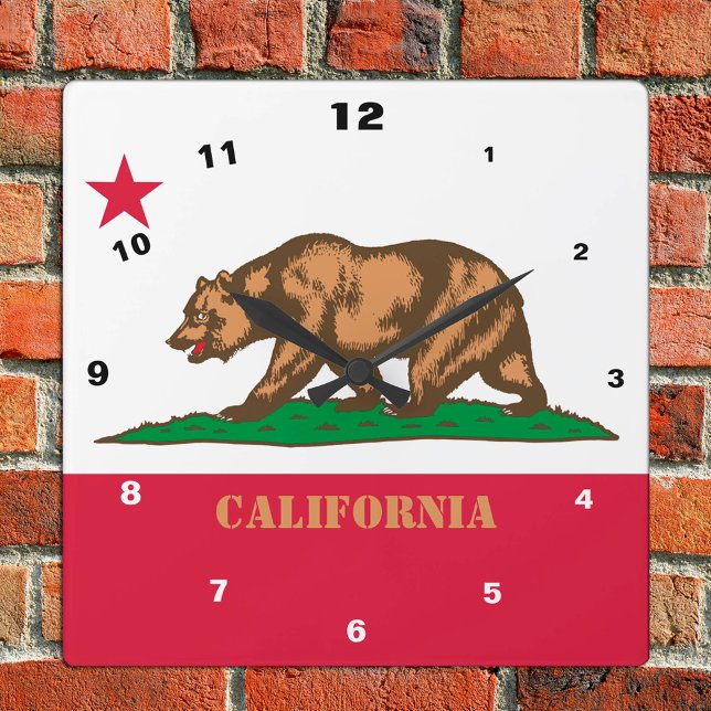 California Flag & California fashion/design USA Quadratische Wanduhr (Von Creator hochgeladen)