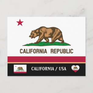 California Flag & California Staat USA/Amerika Postkarte