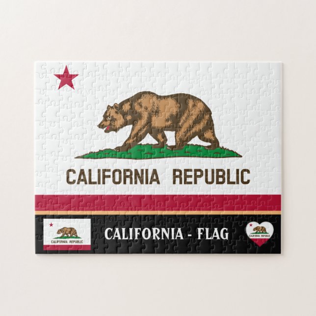 California Flag & California Staat USA/Amerika Puzzle (Horizontal)