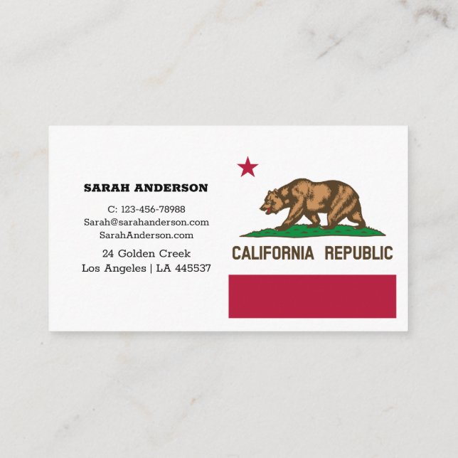 California Flag Elegante Business Cards / USA Visitenkarte (Rückseite)