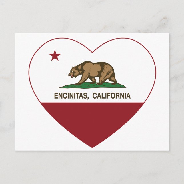 California Flag encinitas Herz Postkarte (Vorderseite)