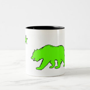 California Flag Neongreen Bär Kaffeemaschine Tasse