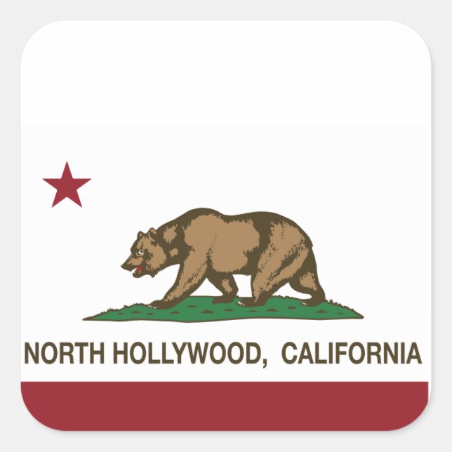 California Flag Nordhollywood Quadratischer Aufkleber (Vorderseite)