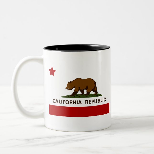 California Flag Patriotic Zweifarbige Tasse (Links)