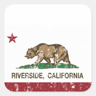 California Flag Riverside Quadratischer Aufkleber