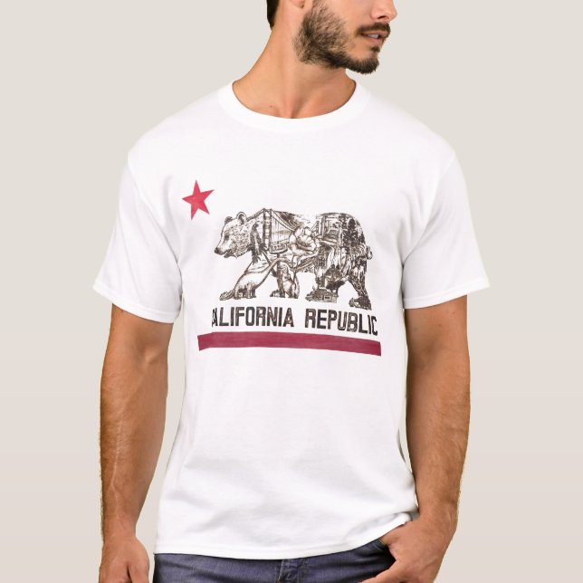 California Flag West Coast Staat Art T-Shirt (Vorderseite)