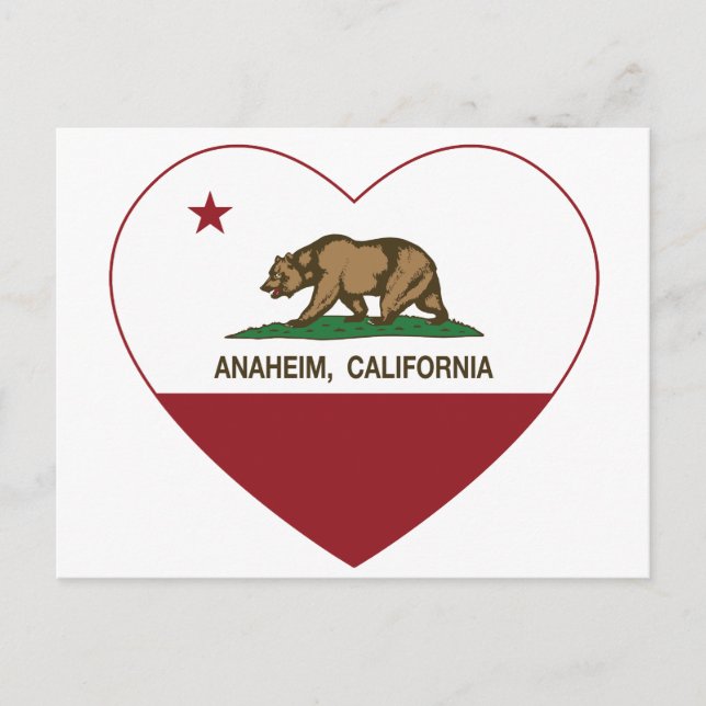 California-Flagge-Anaheim-Herz Postkarte (Vorderseite)
